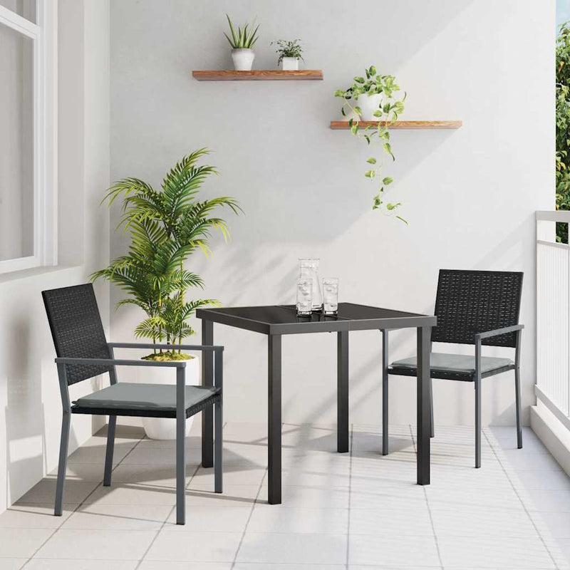 Set de masă pentru grădină 3 buc. Negru și Gri Deschis Ratan PE