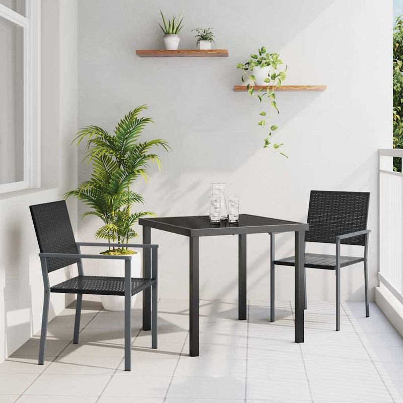Set de masă pentru grădină 3 buc. Negru Ratan PE