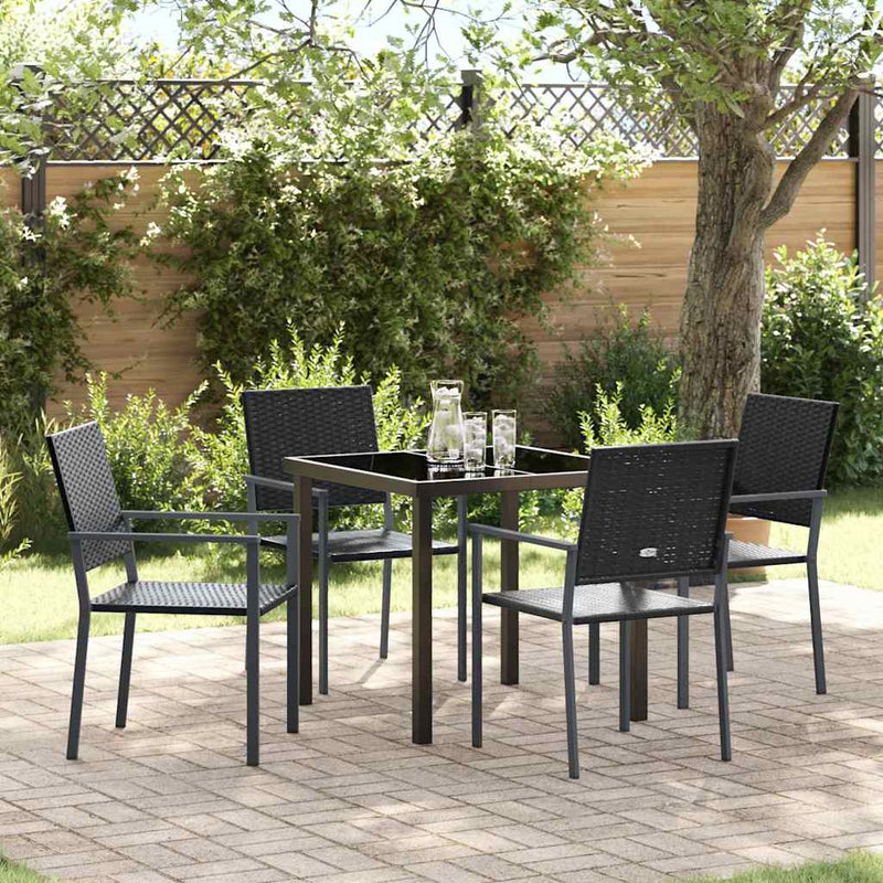 Set de masă pentru grădină 5 buc. Negru Ratan PE