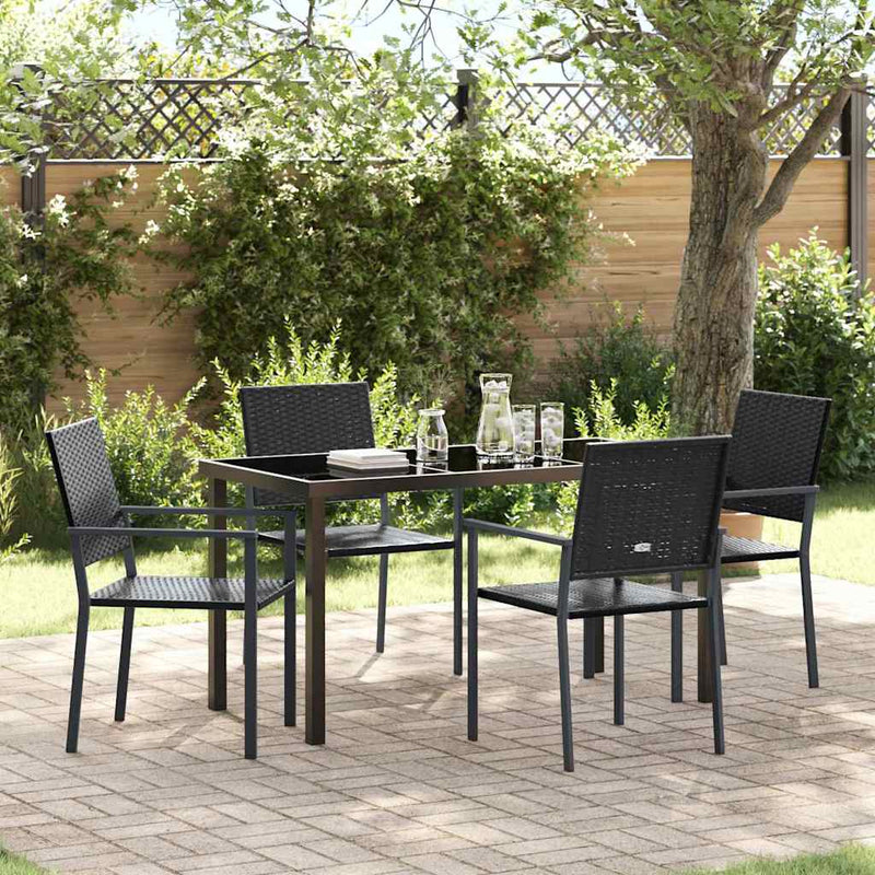 Set de masă pentru grădină 5 buc. Negru Ratan PE