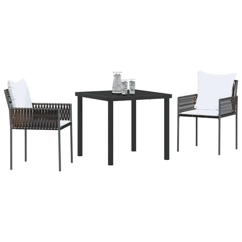 Set de masă pentru grădină 3 buc. Maro și negru Ratan PE