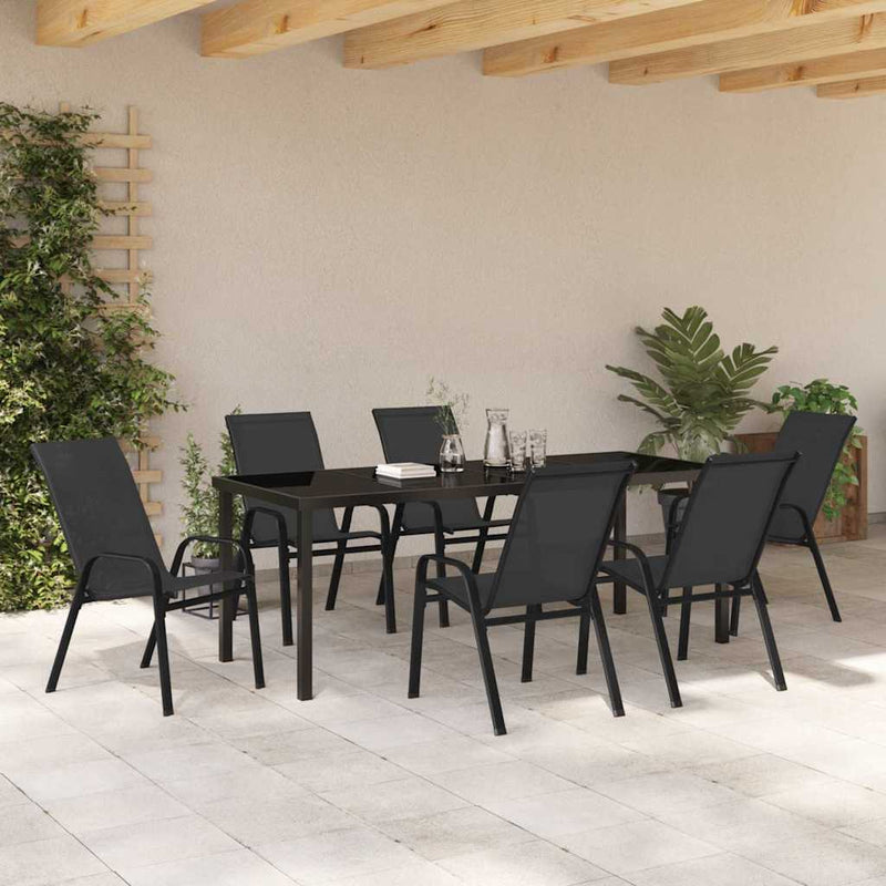 Set de masă pentru grădină 7 buc. Negru