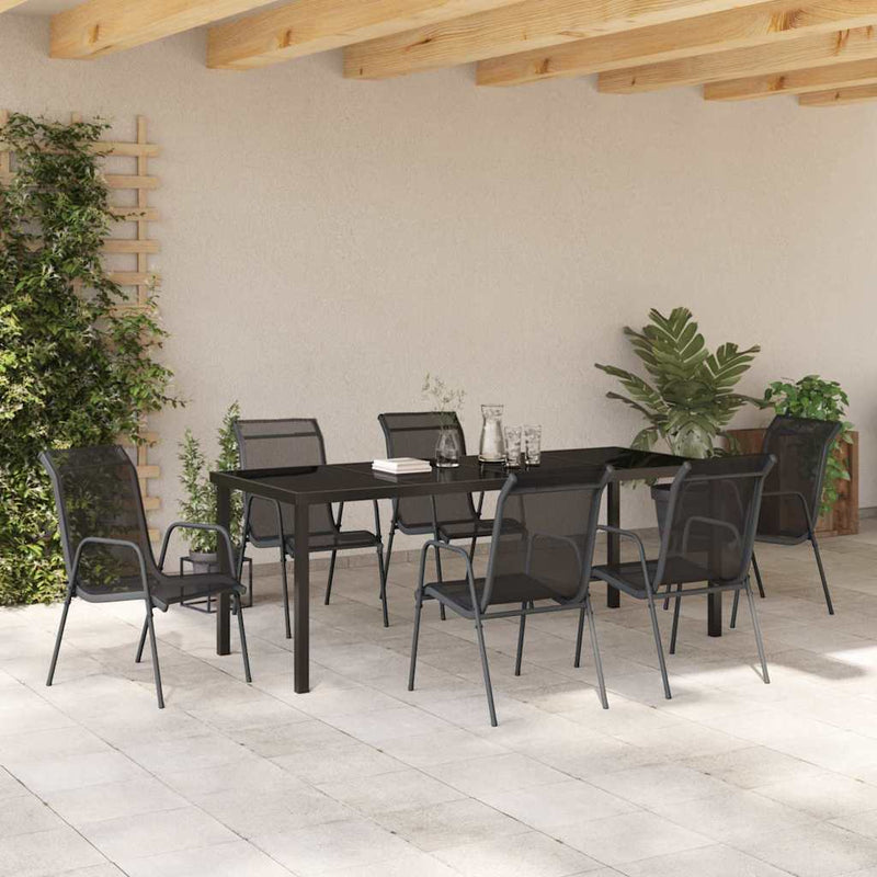 Set de masă pentru grădină 7 buc. Negru