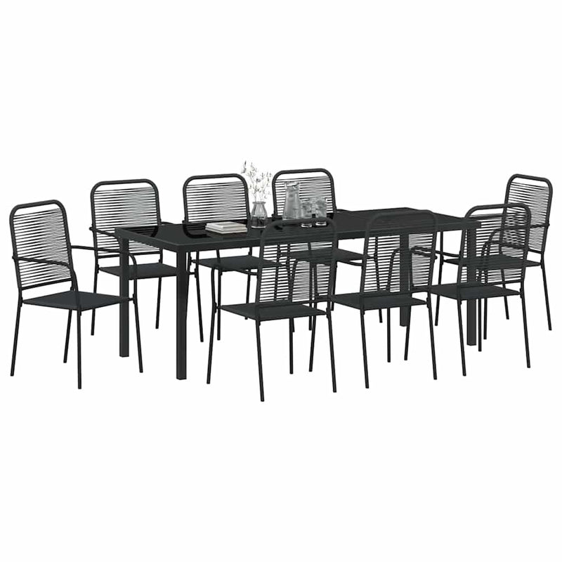 Set de masă pentru grădină 9 buc. Negru