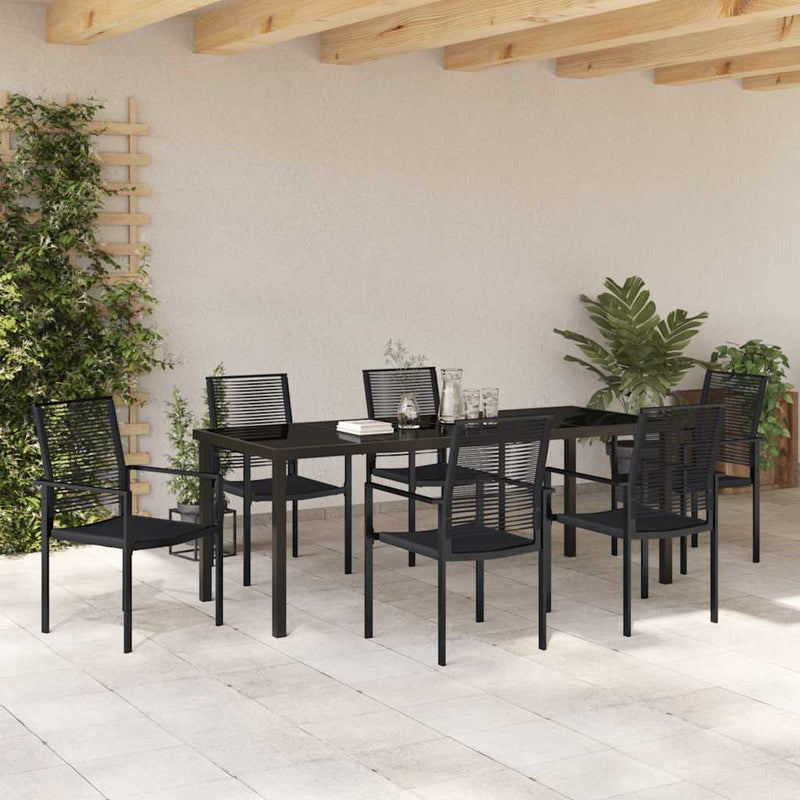 Set de masă pentru grădină 7 buc. Negru