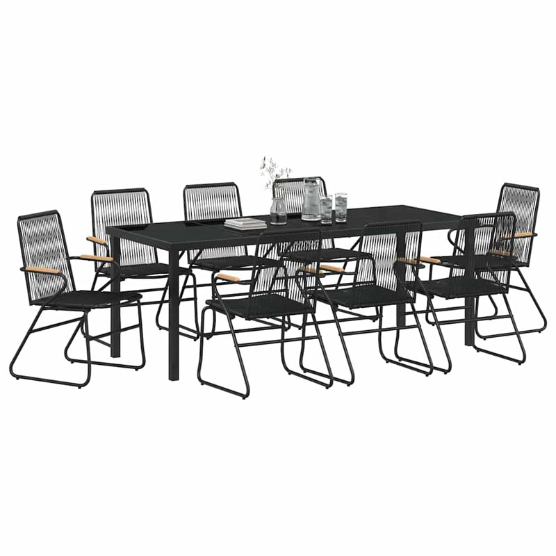 Set de masă pentru grădină 9 buc. Negru