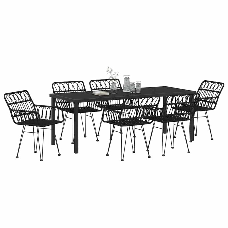 Set de masă pentru grădină 7 buc. Negru