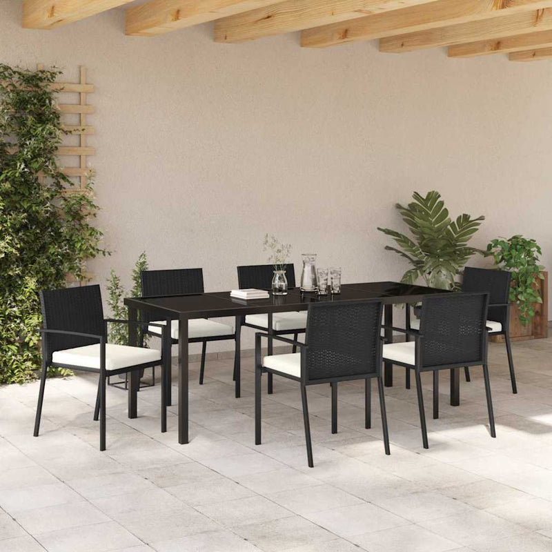 Set de masă pentru grădină 7 buc. Negru