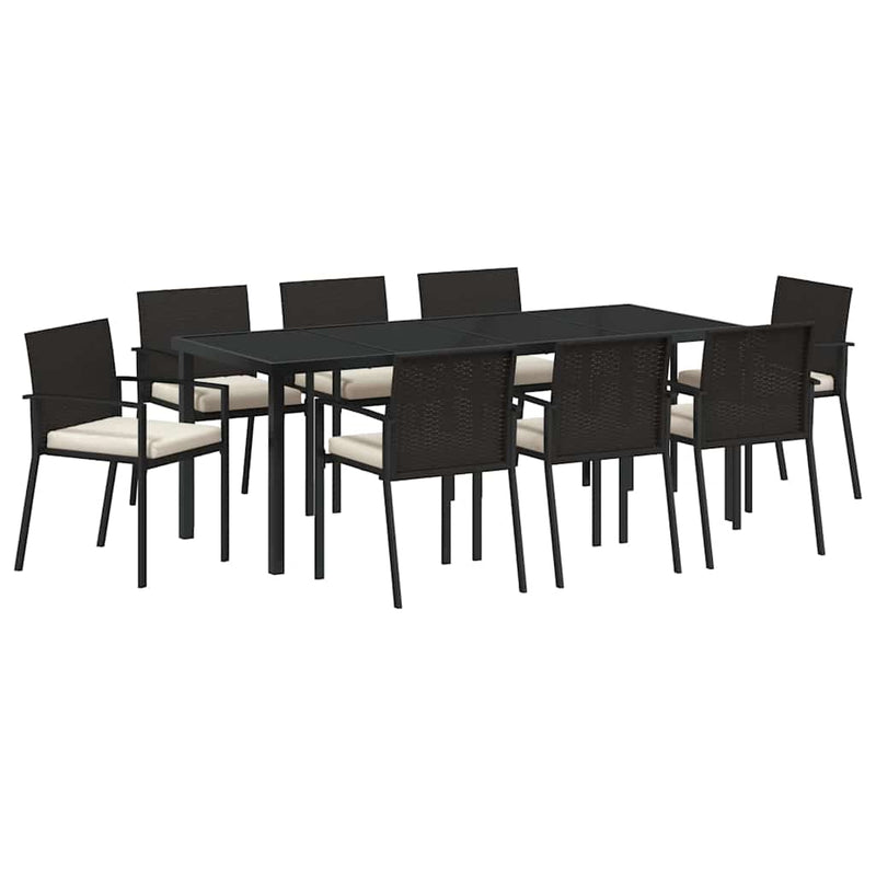 Set de masă pentru grădină 9 buc. Negru