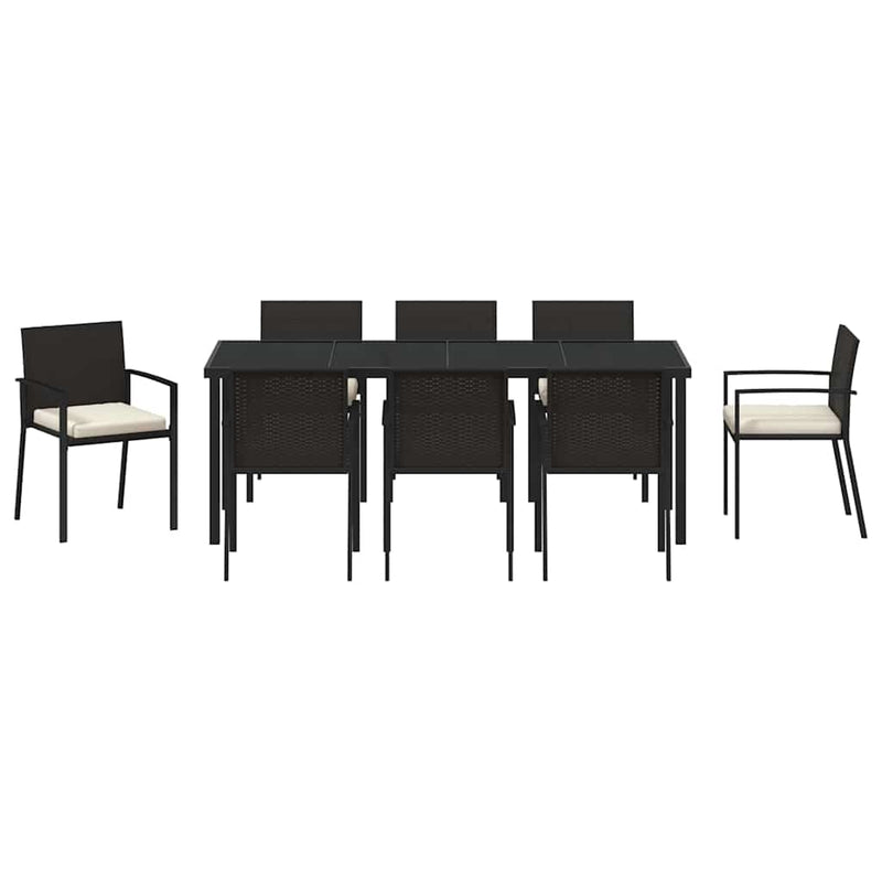 Set de masă pentru grădină 9 buc. Negru