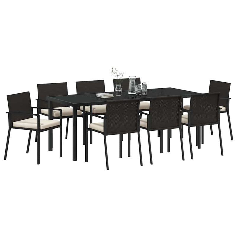 Set de masă pentru grădină 9 buc. Negru