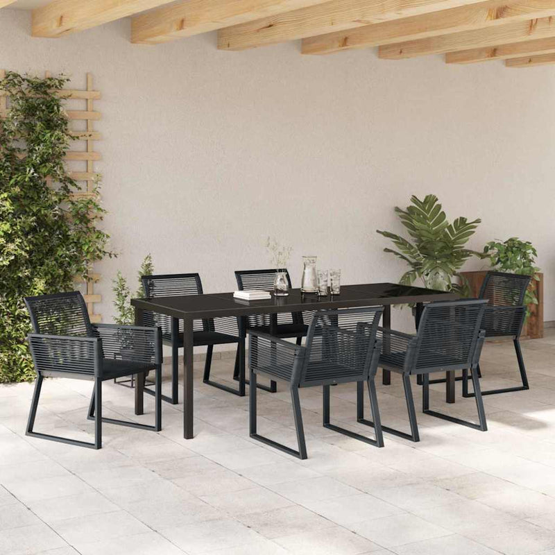 Set de masă pentru grădină 7 buc. Negru