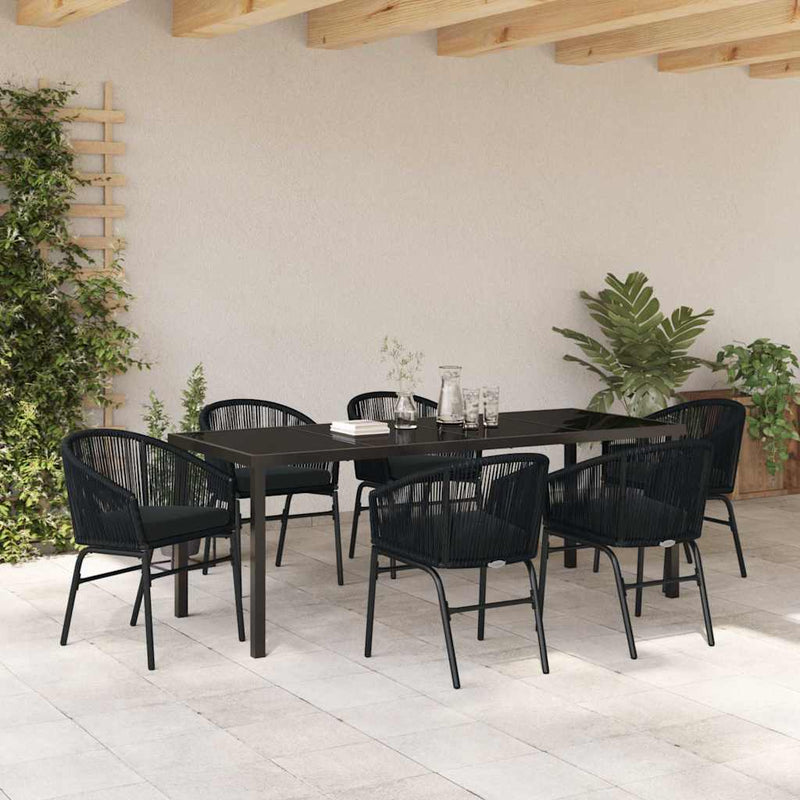 Set de masă pentru grădină 7 buc. Negru