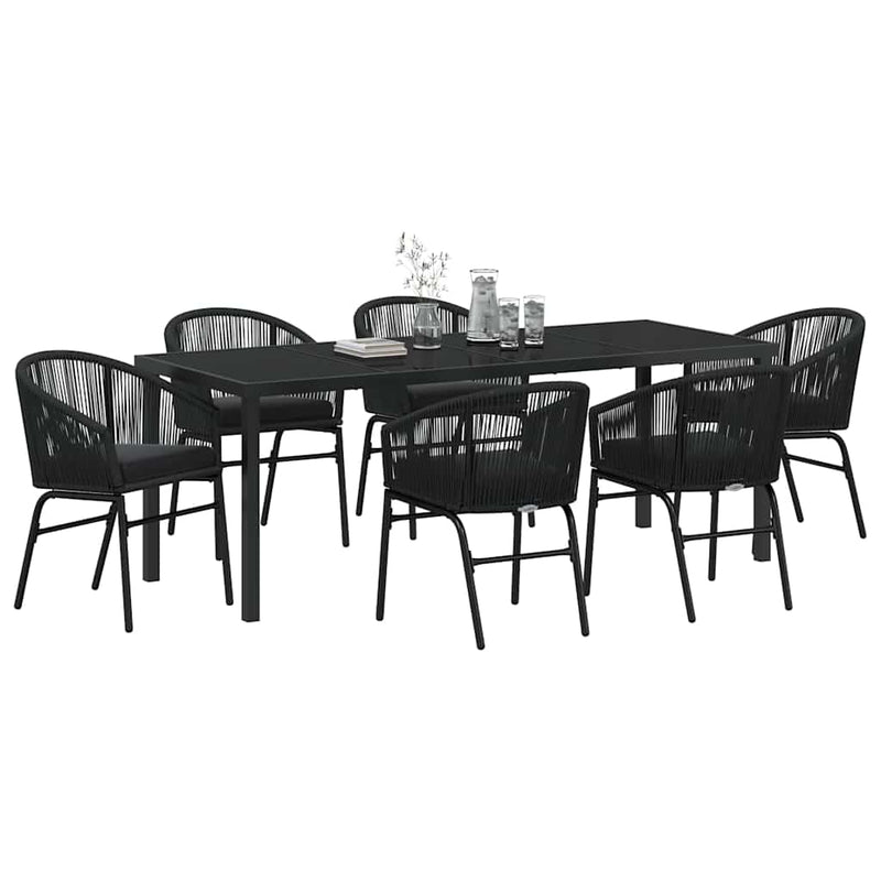 Set de masă pentru grădină 7 buc. Negru