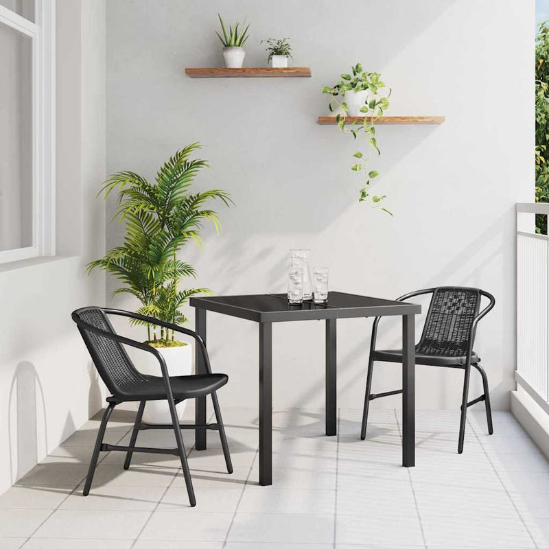 Set de masă pentru grădină 3 buc. Negru