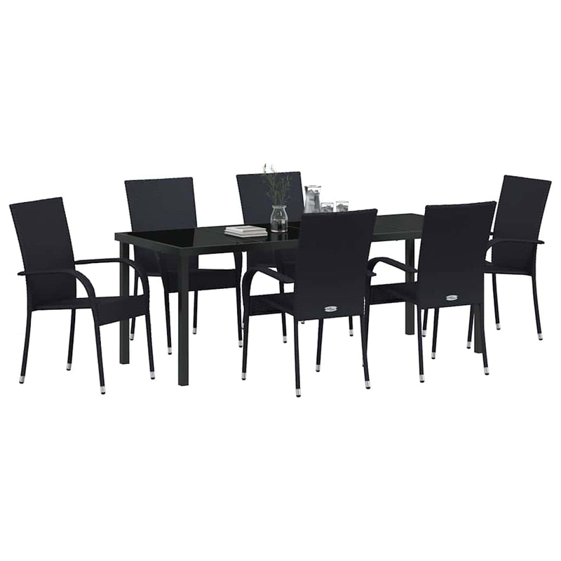 Set de masă pentru grădină 7 buc. Negru