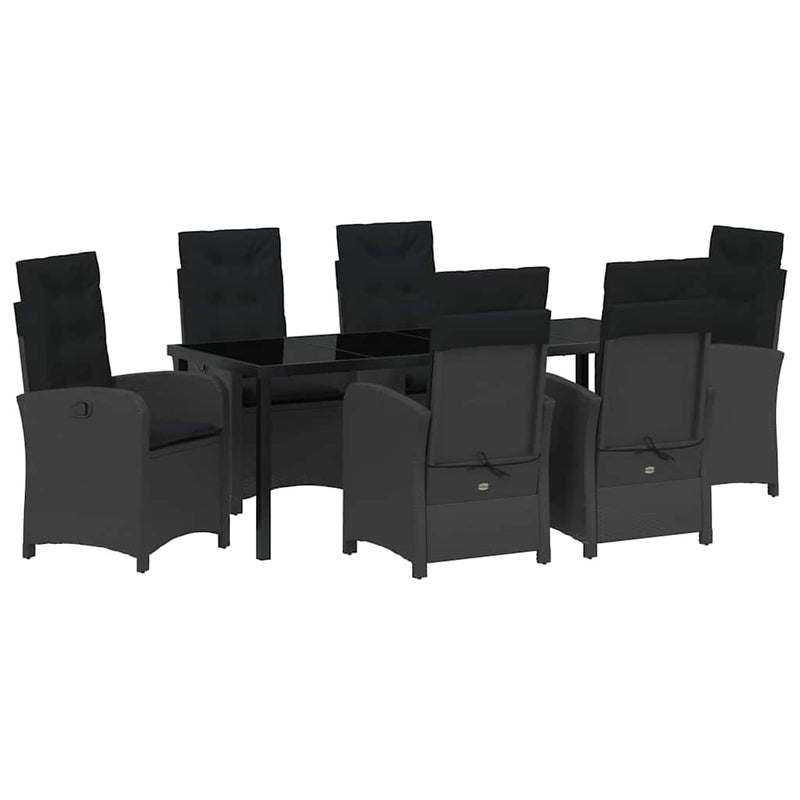 Set de masă pentru grădină 7 buc. Negru poliratan