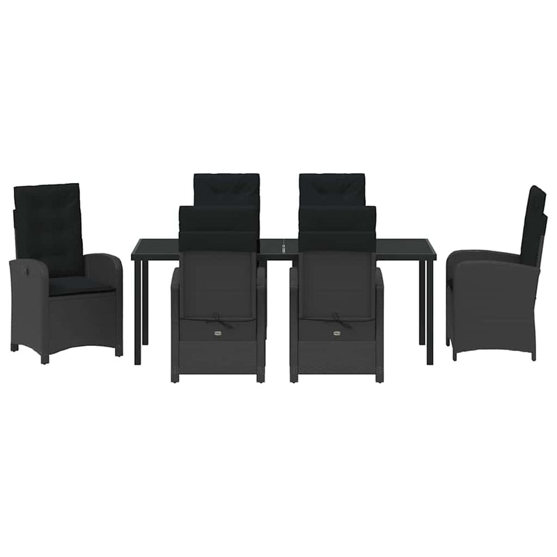 Set de masă pentru grădină 7 buc. Negru poliratan