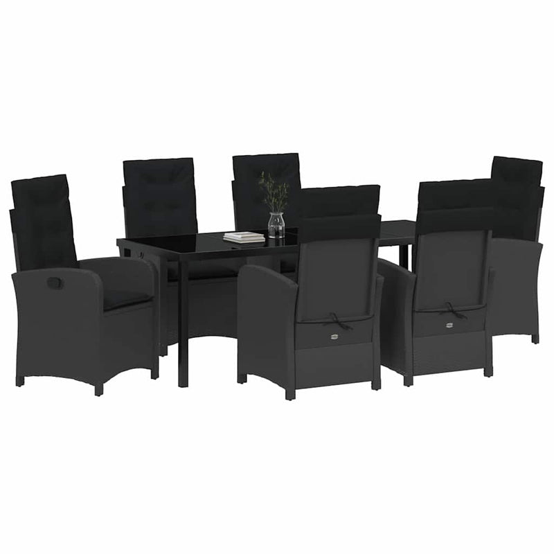 Set de masă pentru grădină 7 buc. Negru poliratan