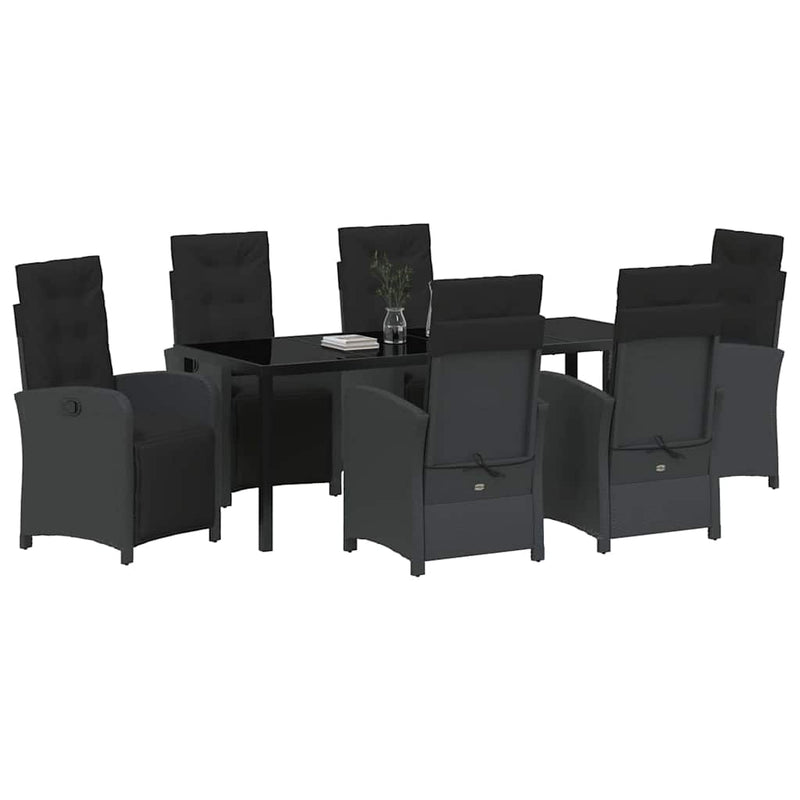 Set de masă pentru grădină 7 buc. Negru poliratan