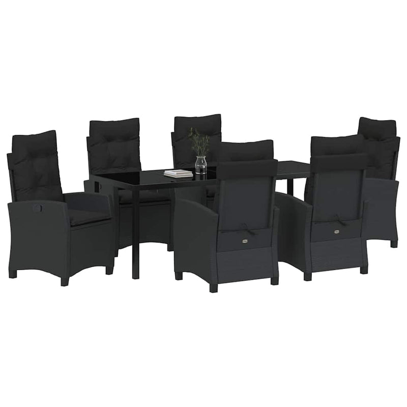Set de masă pentru grădină 7 buc. Negru poliratan