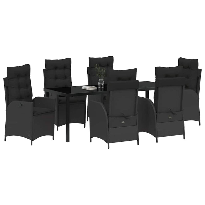 Set de masă pentru grădină 7 buc. Negru poliratan