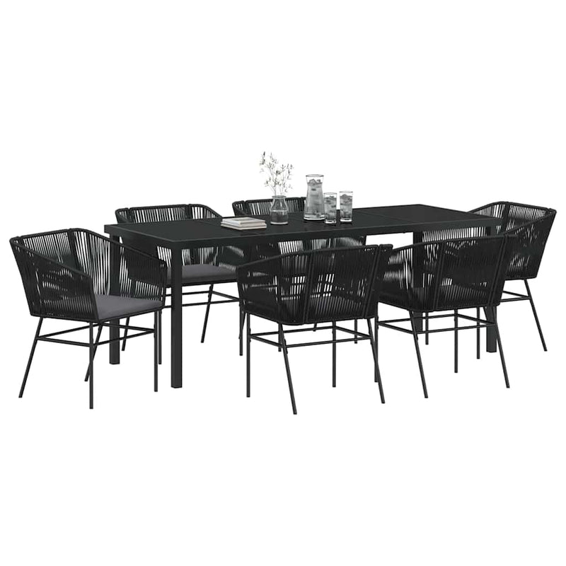 Set de masă pentru grădină 7 buc. Negru