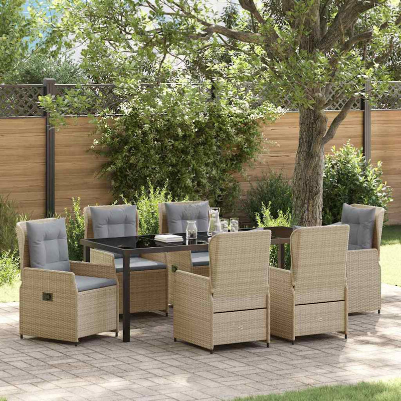 Set de masă pentru grădină 7 buc. Beige și gri deschis