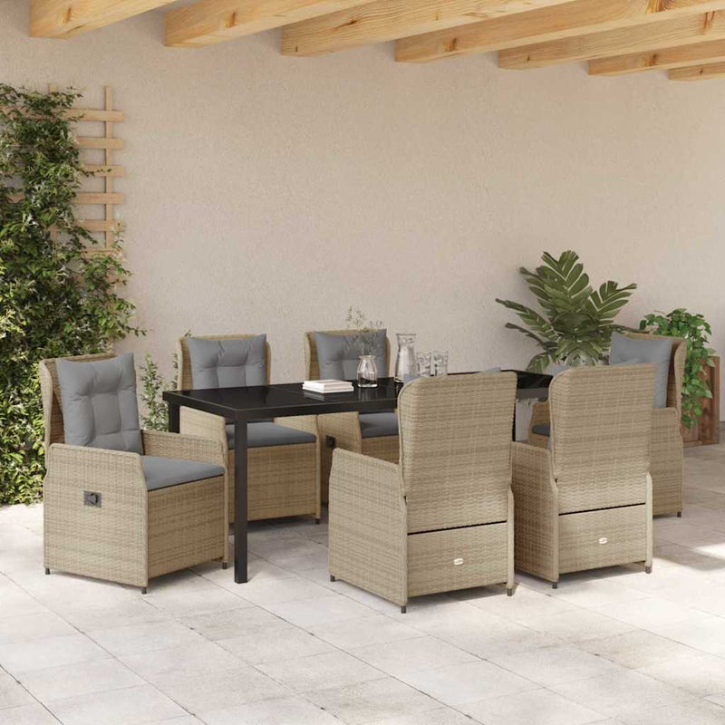 Set de masă pentru grădină 7 buc. Beige și gri deschis