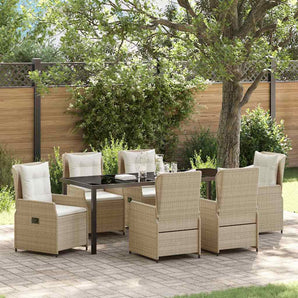 Set de masă pentru grădină 7 buc. Beige și gri deschis