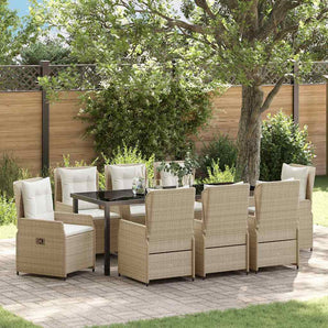 Set de masă pentru grădină 9 buc. Beige și gri deschis