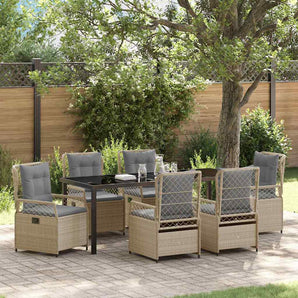 Set de masă pentru grădină 7 buc. Beige și gri deschis