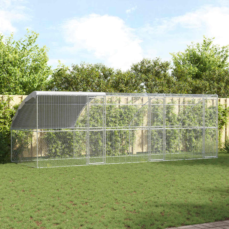 Cușcă pentru pui cu 3 uși 3 buc. Argintiu 600x200x200cm