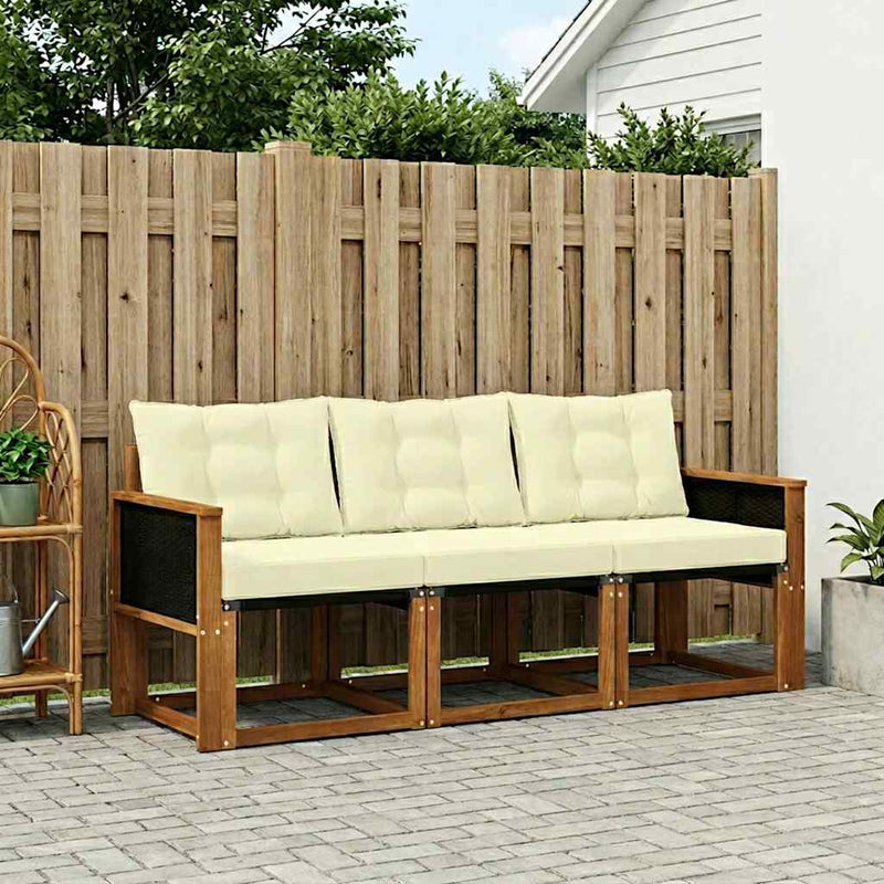 Set de canapele de exterior 3 buc. Natural și Crem