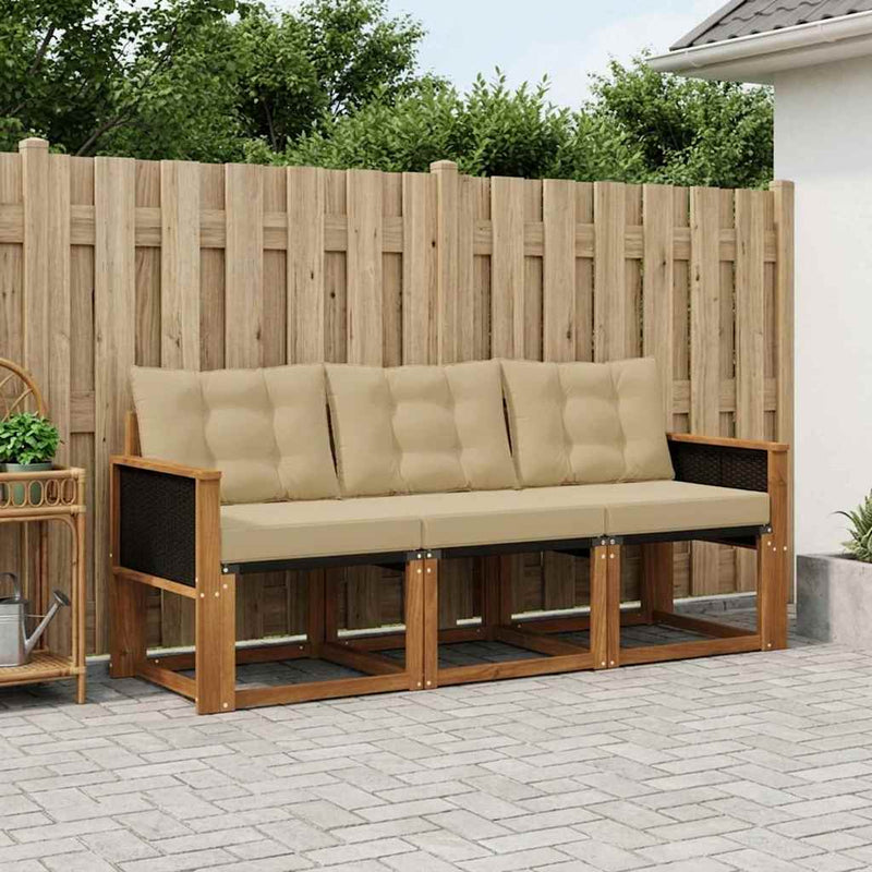Set de canapele de exterior 3 buc. Natural și Bej