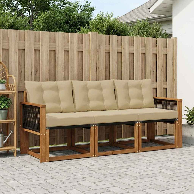 Set de canapele de exterior 3 buc. Natural și Bej
