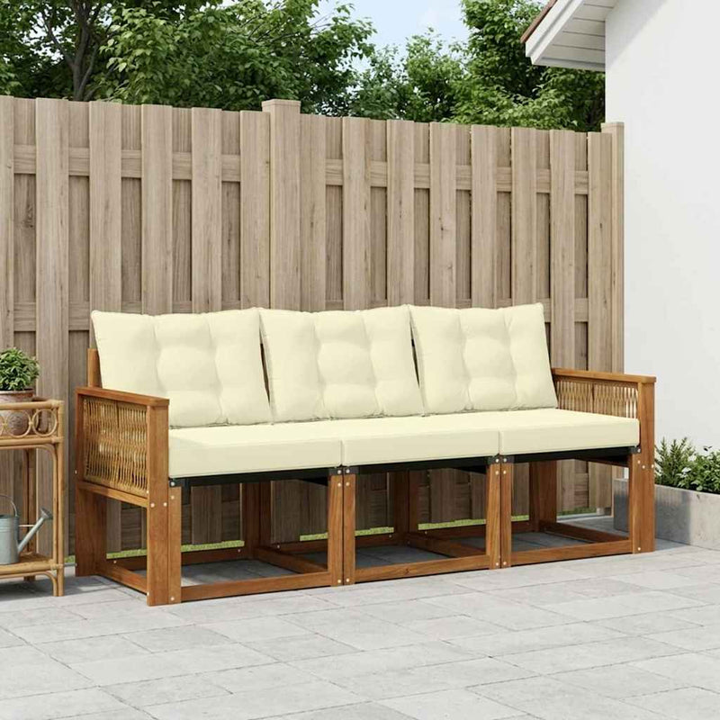 Set de canapele de exterior 3 buc. Natural și Crem