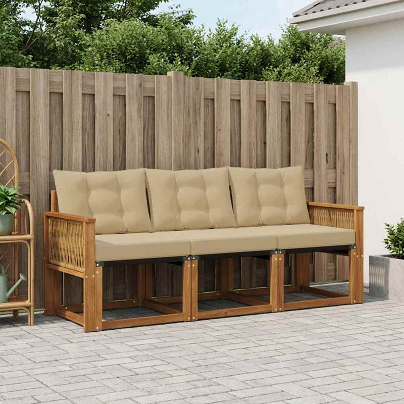 Set de canapele de exterior 3 buc. Natural și Bej