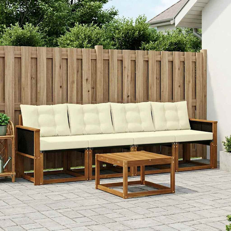 Set de canapele de exterior 5 buc. Natural și Crem