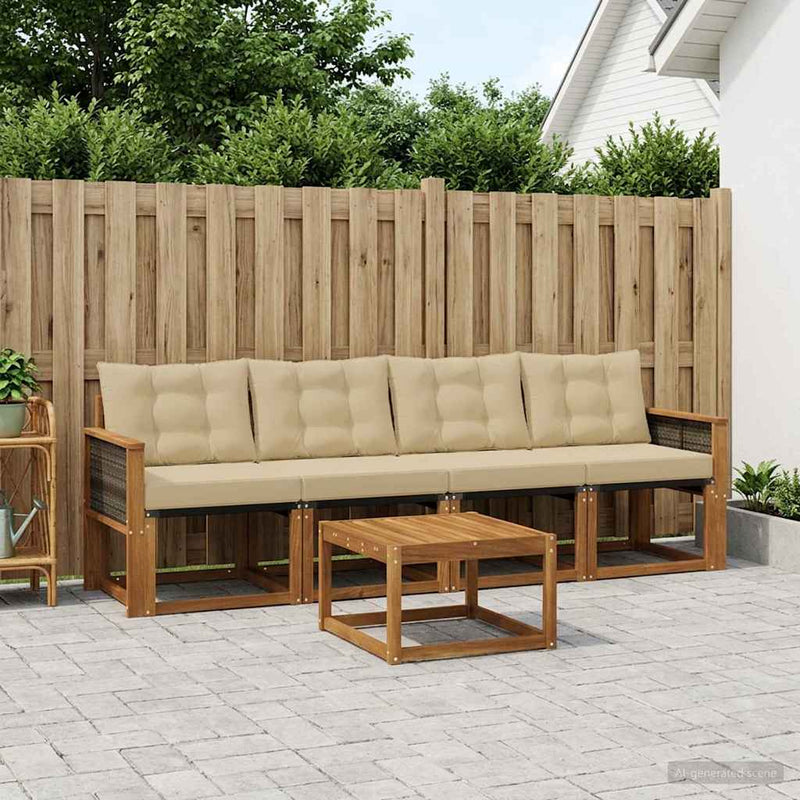 Set de canapele de exterior 5 buc. Natural și Bej