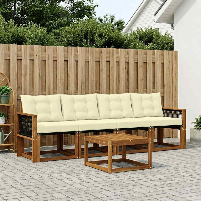 Set de canapele de exterior 5 buc. Natural și Crem