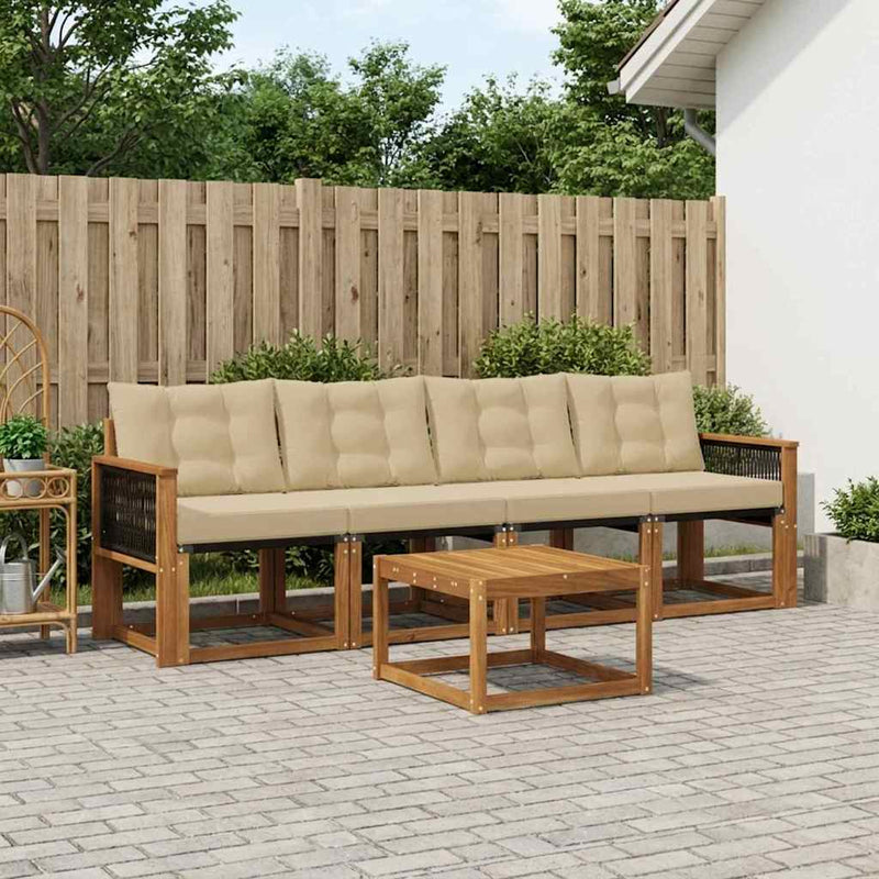 Set de canapele de exterior 5 buc. Natural și Bej