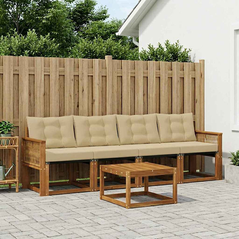 Set de canapele de exterior 5 buc. Natural și Bej