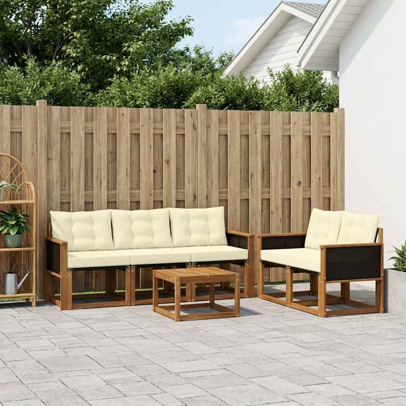 Set de canapele de exterior 6 buc. Natural și Crem