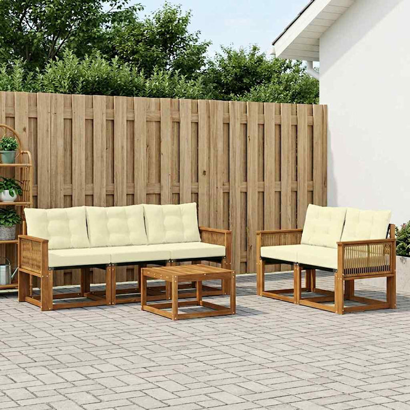 Set de canapele de exterior 6 buc. Natural și Crem