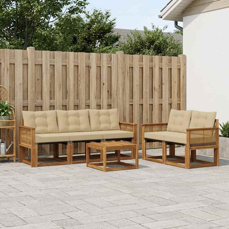 Set de canapele de exterior 6 buc. Natural și Bej