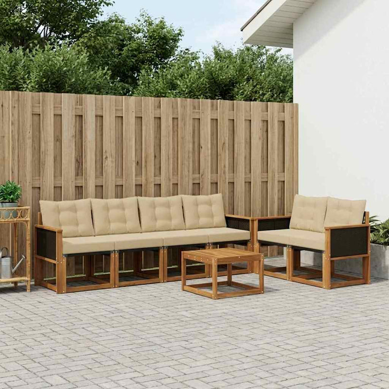 Set de canapele de exterior 7 buc. Natural și Bej