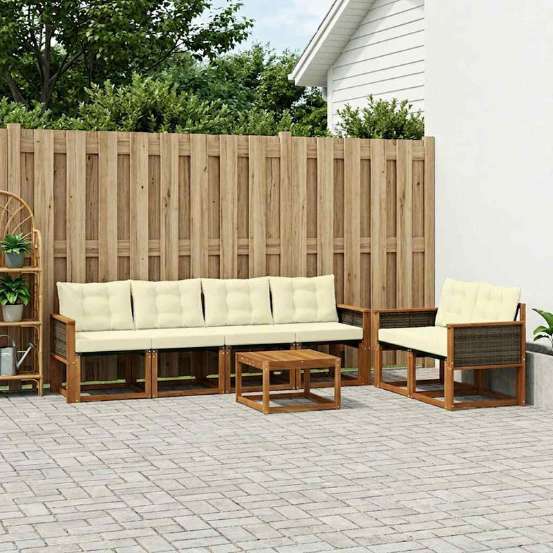 Set de canapele de exterior 7 buc. Natural și Crem