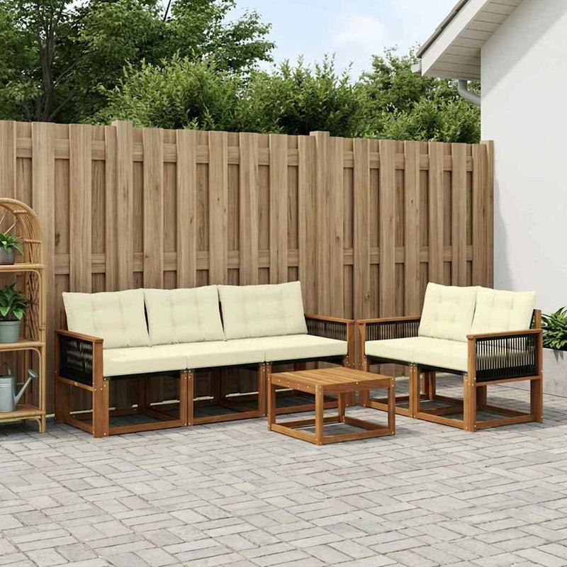 Set de canapele de exterior 7 buc. Natural și Crem