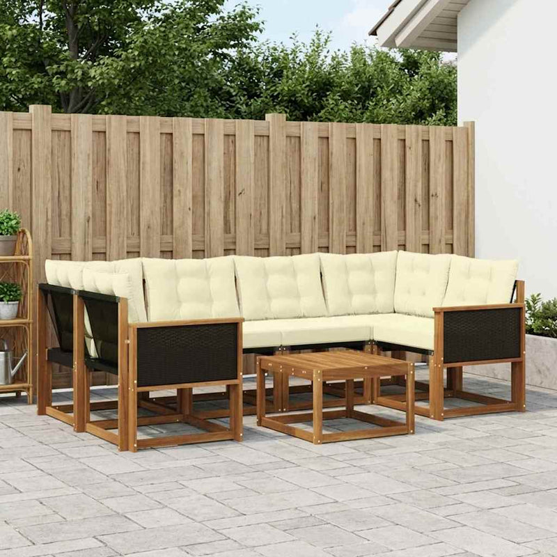 Set de canapele de exterior 7 buc. Natural și Crem
